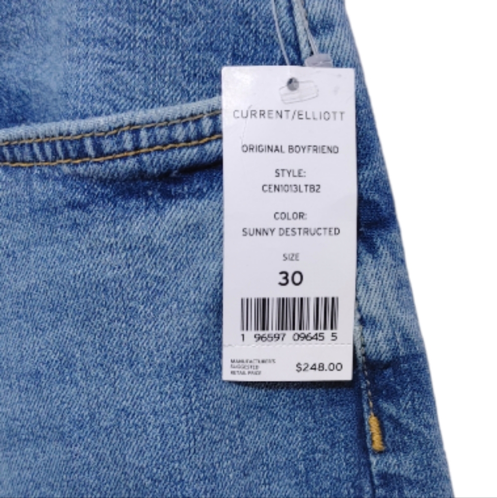 Current Elliott The Original Boyfriend Destructed Distressed Jeans Wendy Size 30 - Picture 10 of 15